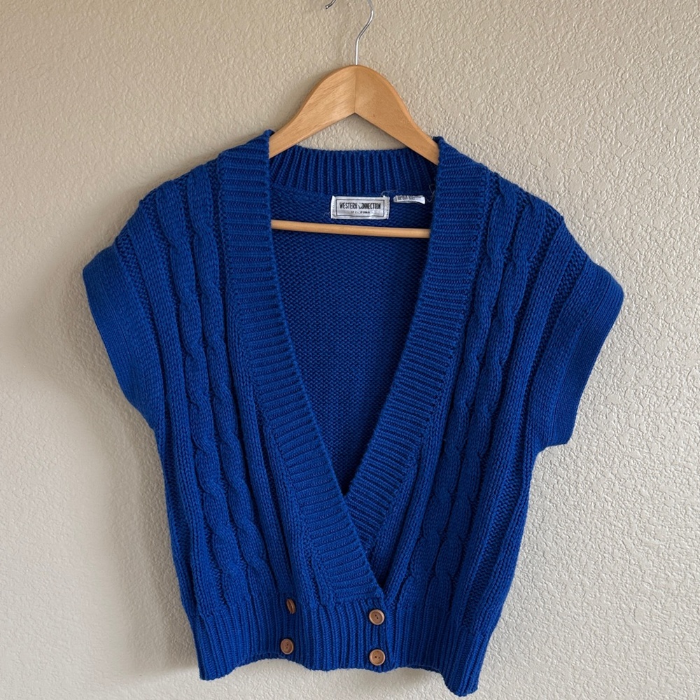 Blue Cable Knit Women's Sweater Vest